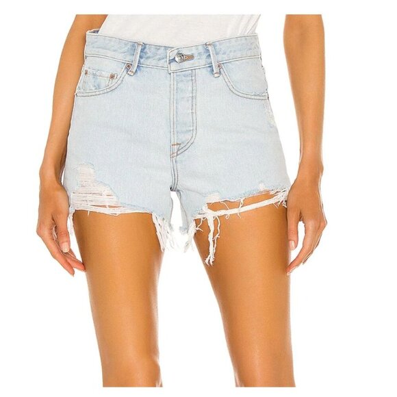 GRLFRND NWT Helena High Rise Cut Off Short in Palm Springs Light Wash 27 - Picture 1 of 10